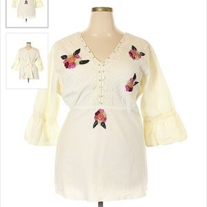 Ivory boho embroidered top